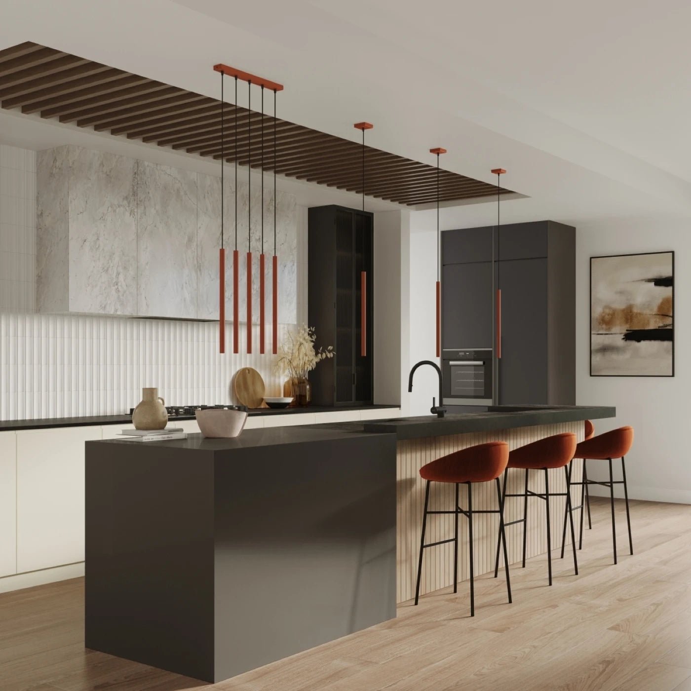 Pendelleuchte "PASTELO 3" – Pendelleuchte in Roter Ocker | Dexity Lichtdesign