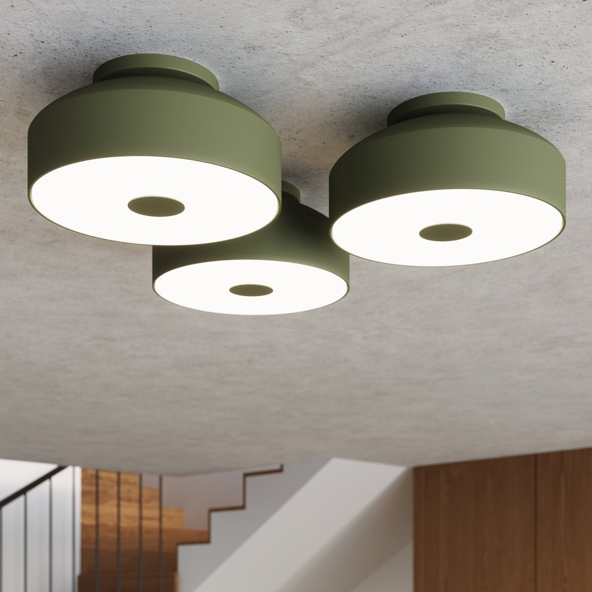 Plafond "OMIQ" – Deckenleuchte in Olivgrün | Dexity Lichtdesign