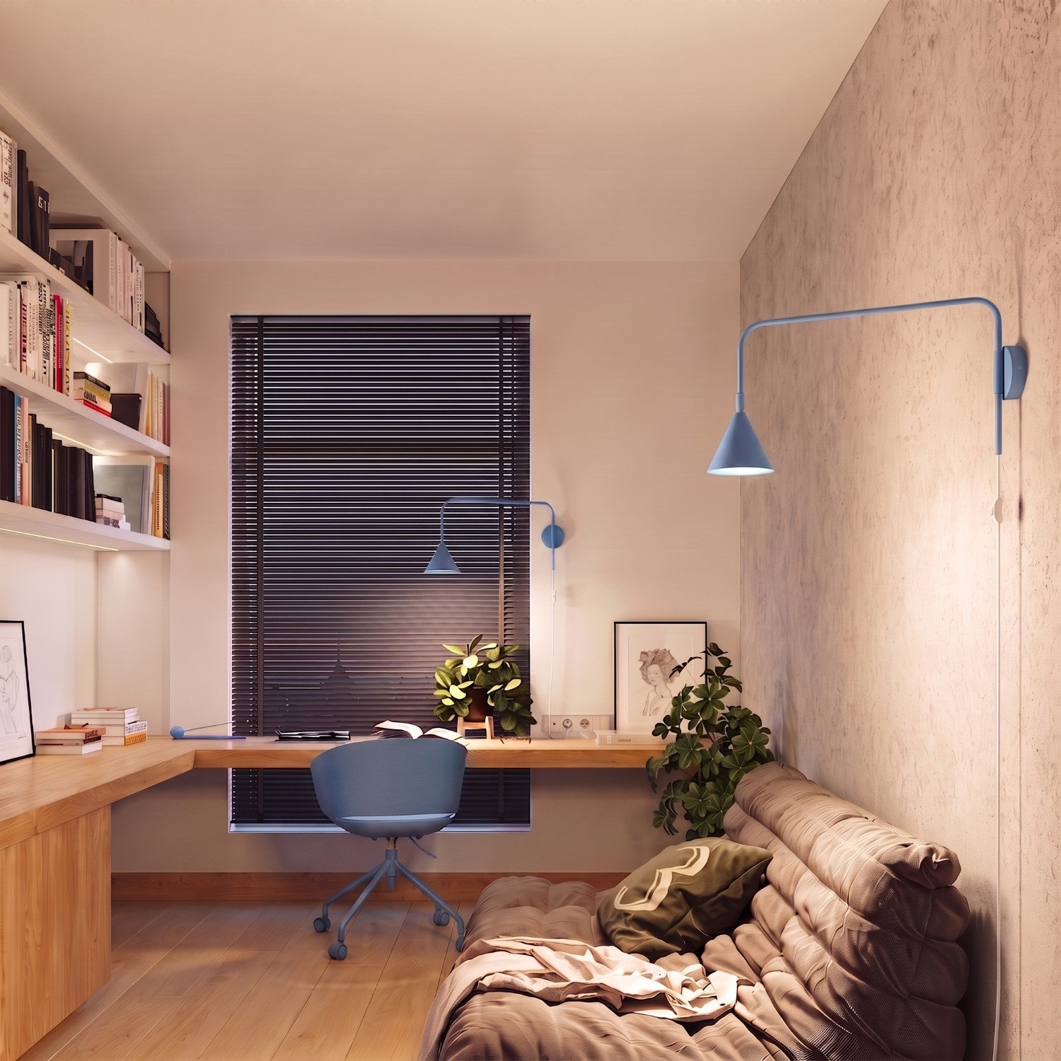 Wandleuchte "NOX" mit Stecker und Kabelschalter