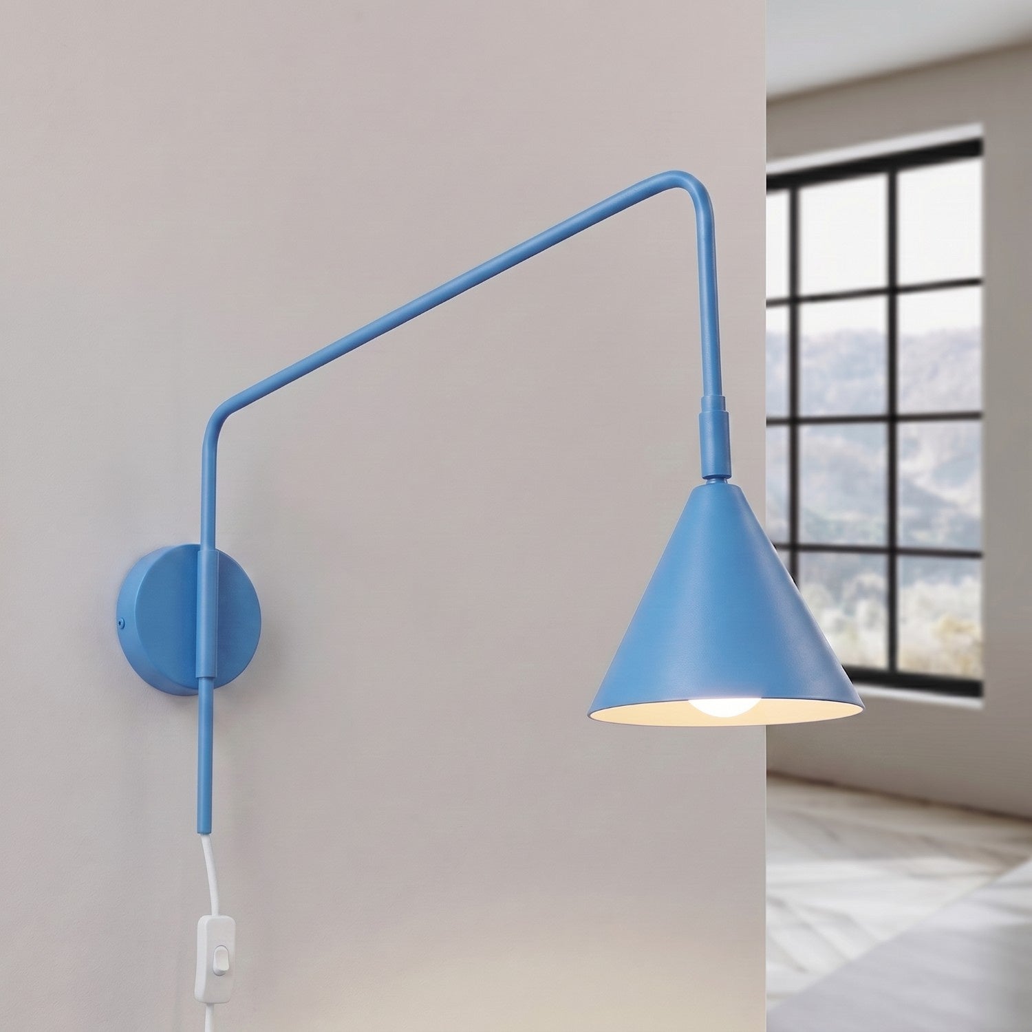 Wandleuchte "NOX" mit Stecker und Kabelschalter