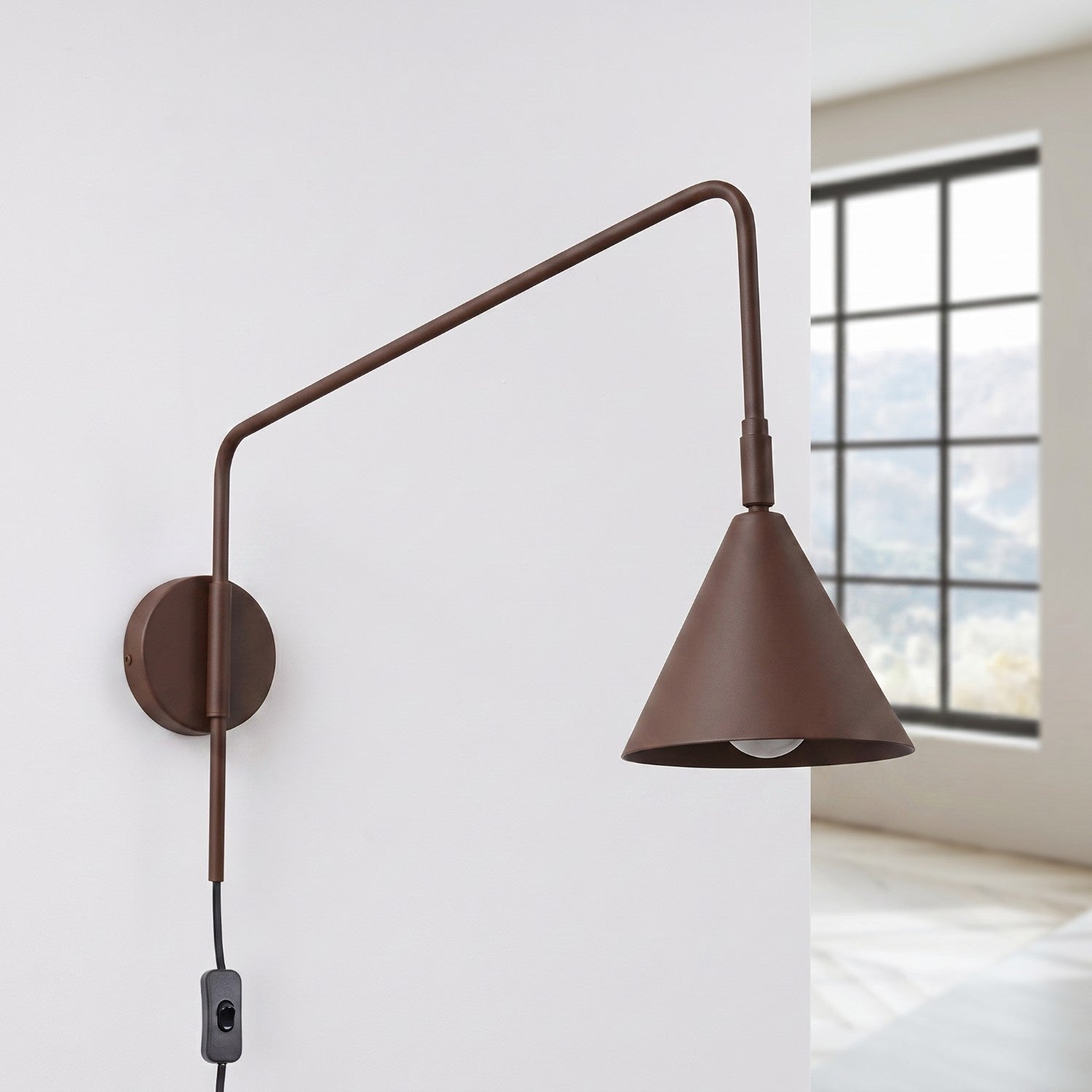 Wandleuchte "NOX" mit Stecker und Kabelschalter