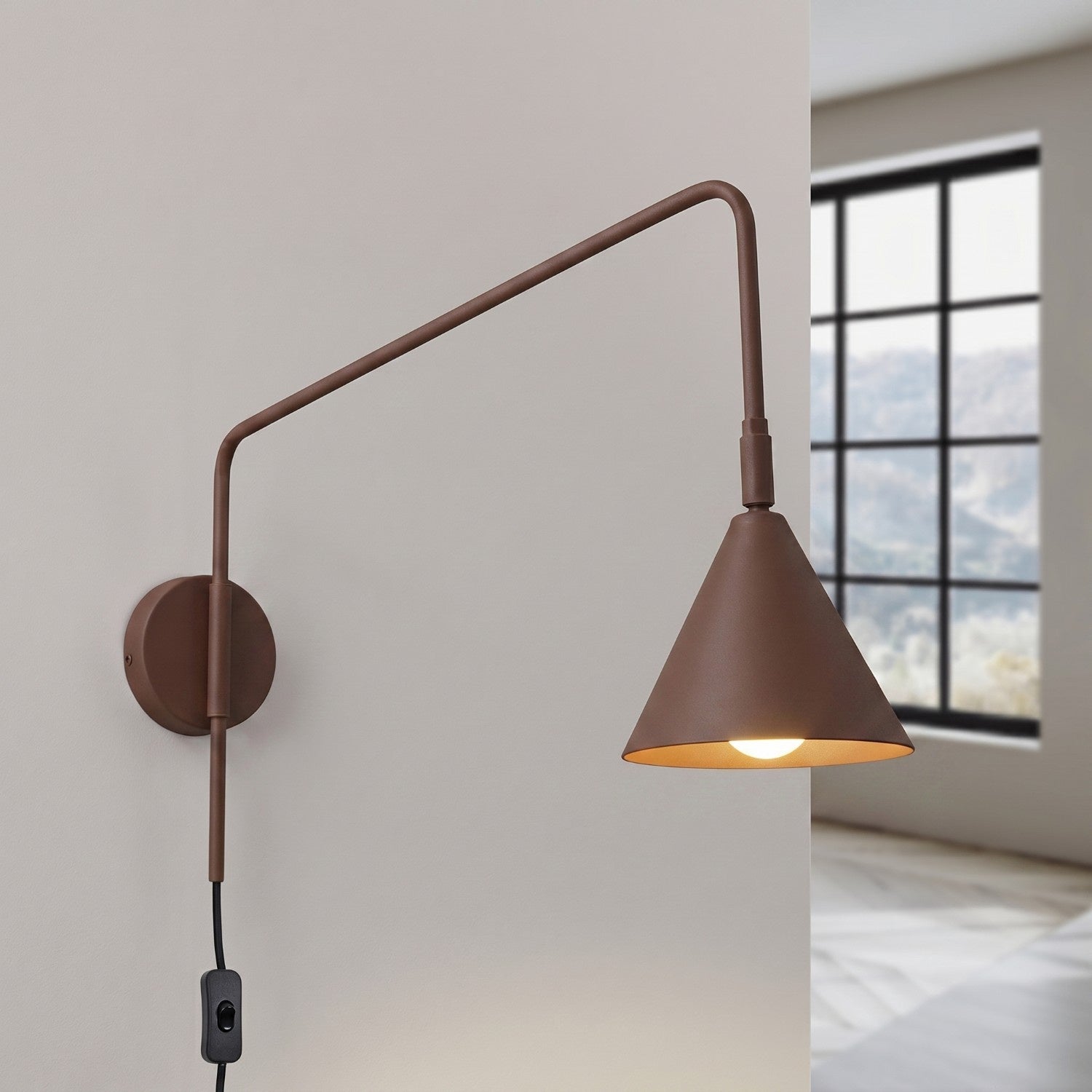 Wandleuchte "NOX" mit Stecker und Kabelschalter