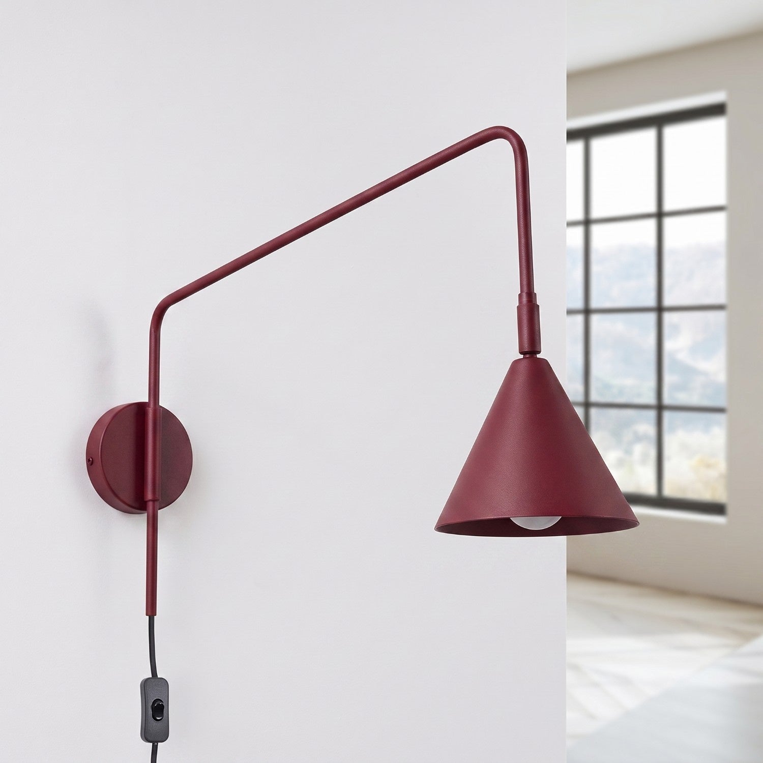 Wandleuchte "NOX" mit Stecker und Kabelschalter