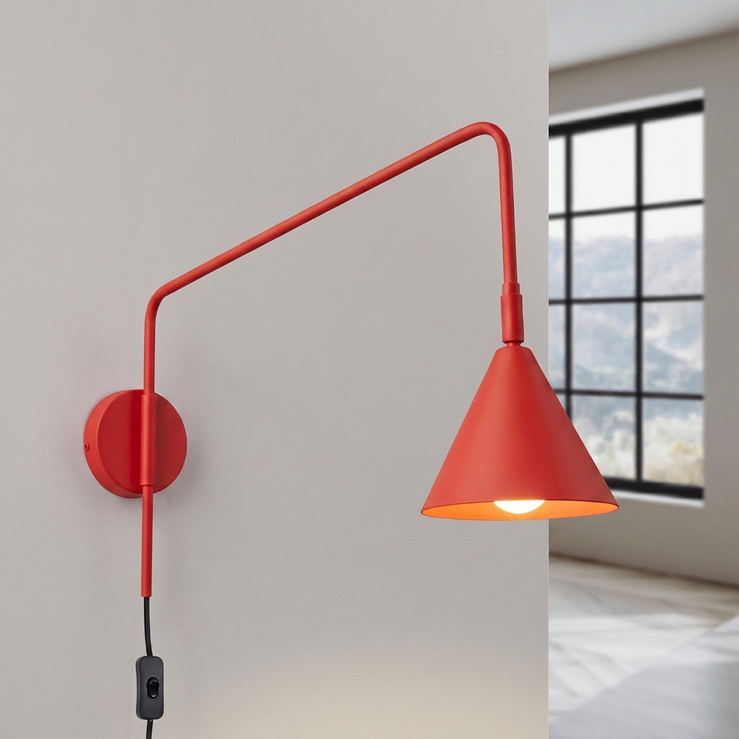 Wandleuchte "NOX" mit Stecker und Kabelschalter