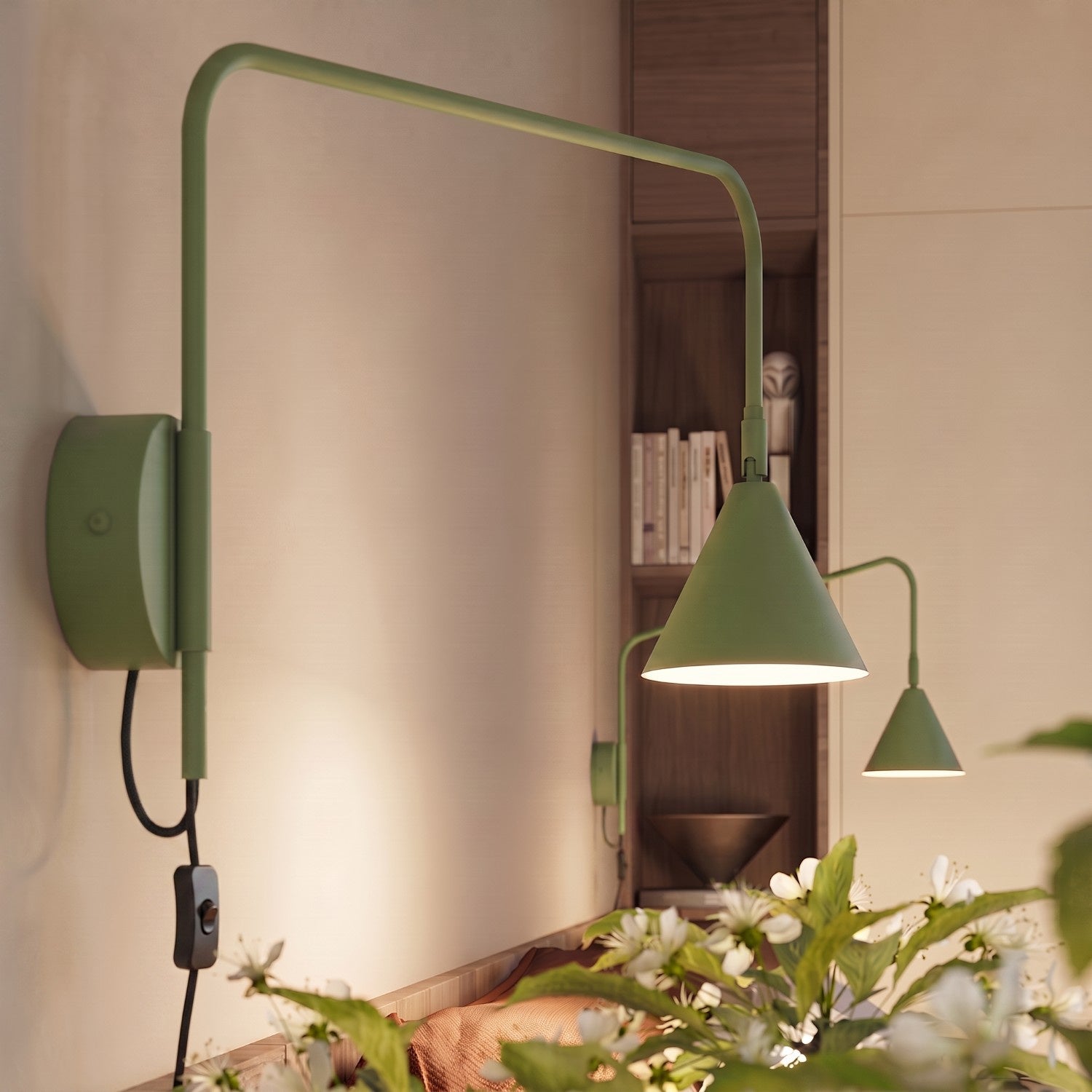 Wandleuchte "NOX" mit Stecker und Kabelschalter