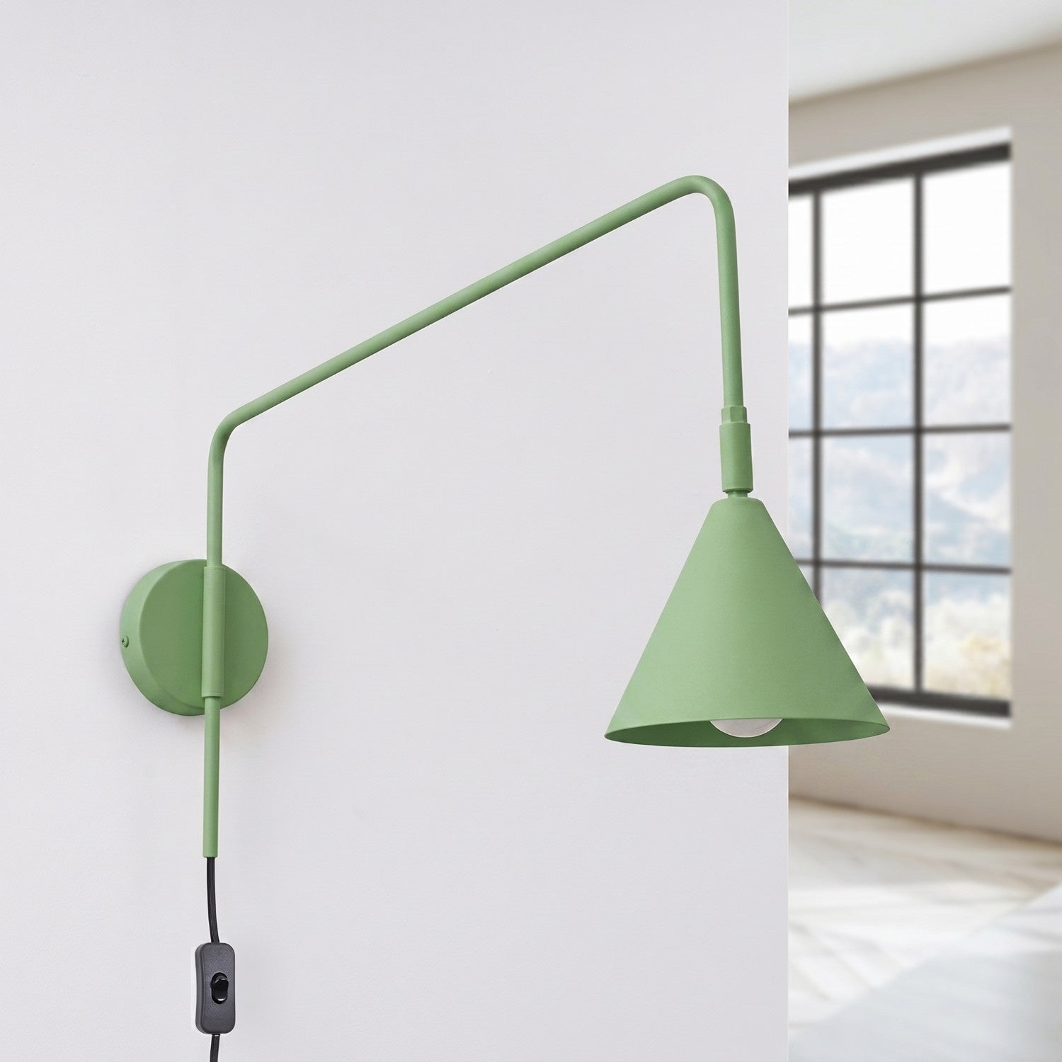 Wandleuchte "NOX" mit Stecker und Kabelschalter