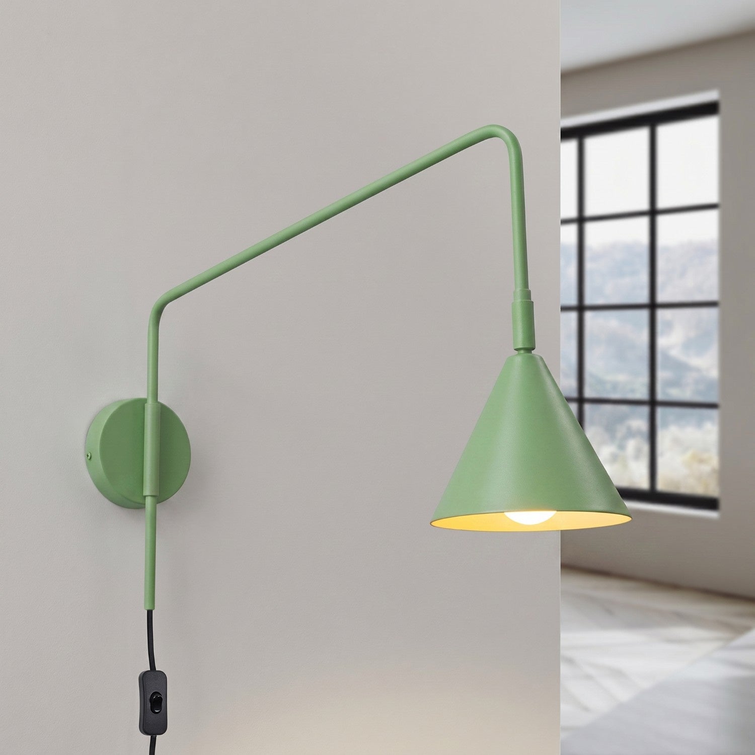 Wandleuchte "NOX" mit Stecker und Kabelschalter