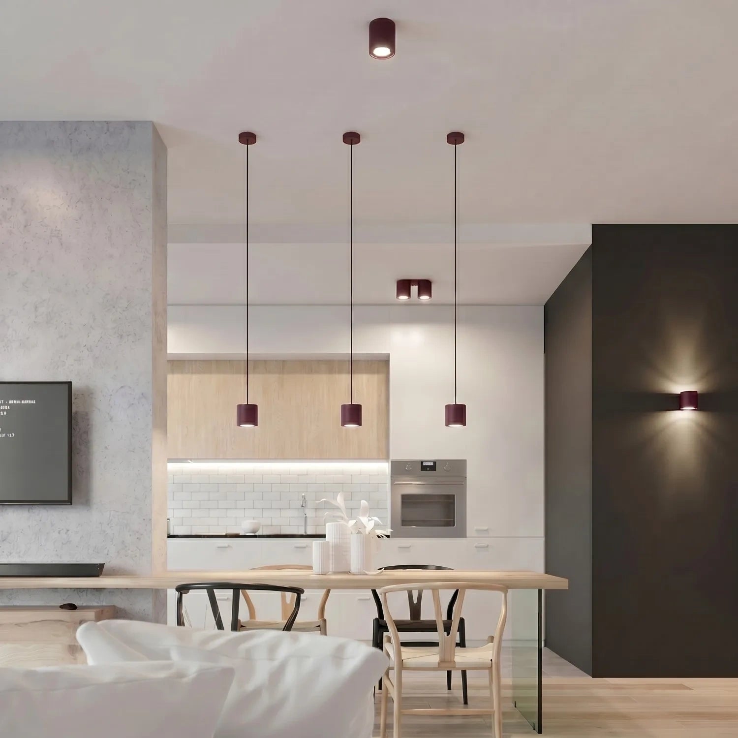 Wandleuchte "Orbis 1" – Wandlampen in Burgunderrot | Dexity Lichtdesign