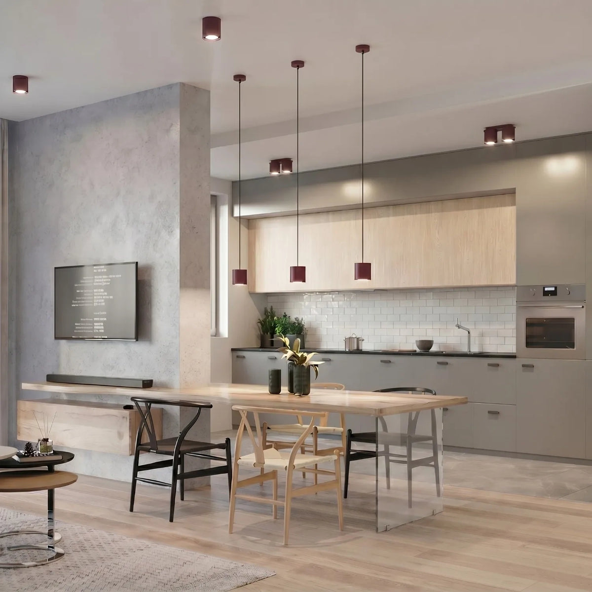 Wandleuchte "Orbis 1" – Wandlampen in Burgunderrot | Dexity Lichtdesign