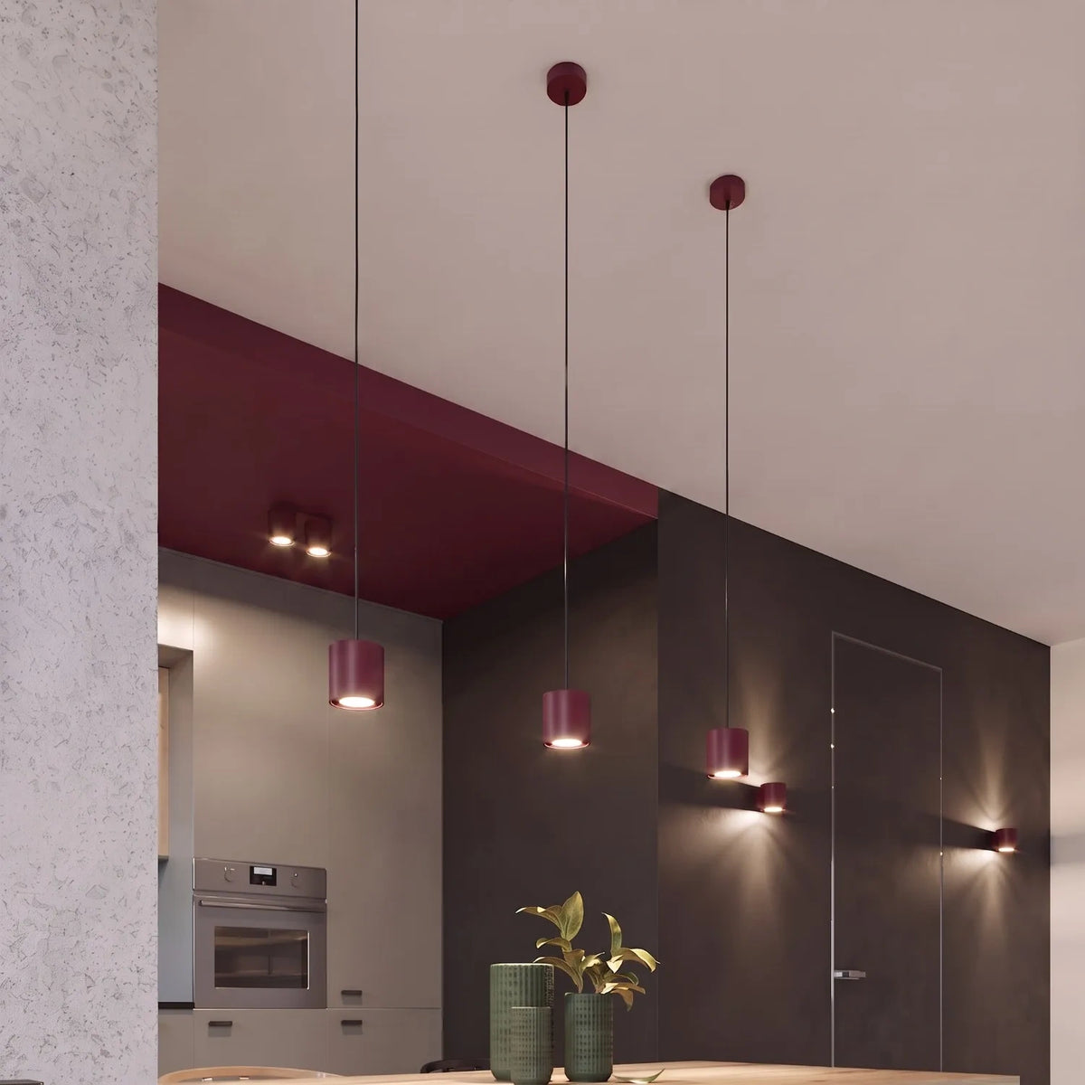 Deckenleuchte "Orbis 2" – Deckenleuchten in Burgunderrot | Dexity Lichtdesign