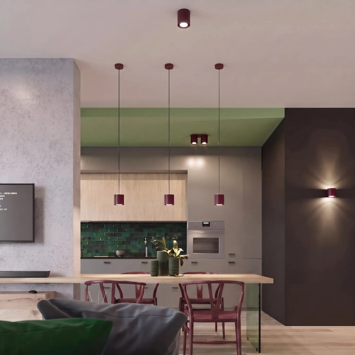 Deckenleuchte "Orbis 2" – Deckenleuchten in Burgunderrot | Dexity Lichtdesign