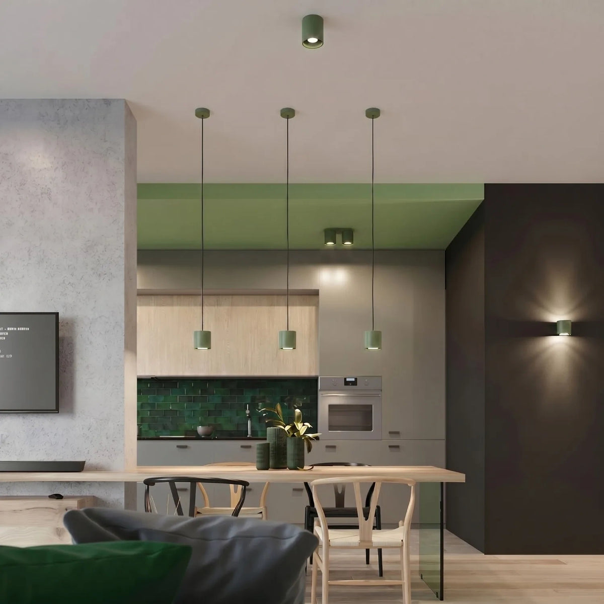 Deckenleuchte "Orbis 2" – Deckenleuchten in Olivgrün | Dexity Lichtdesign