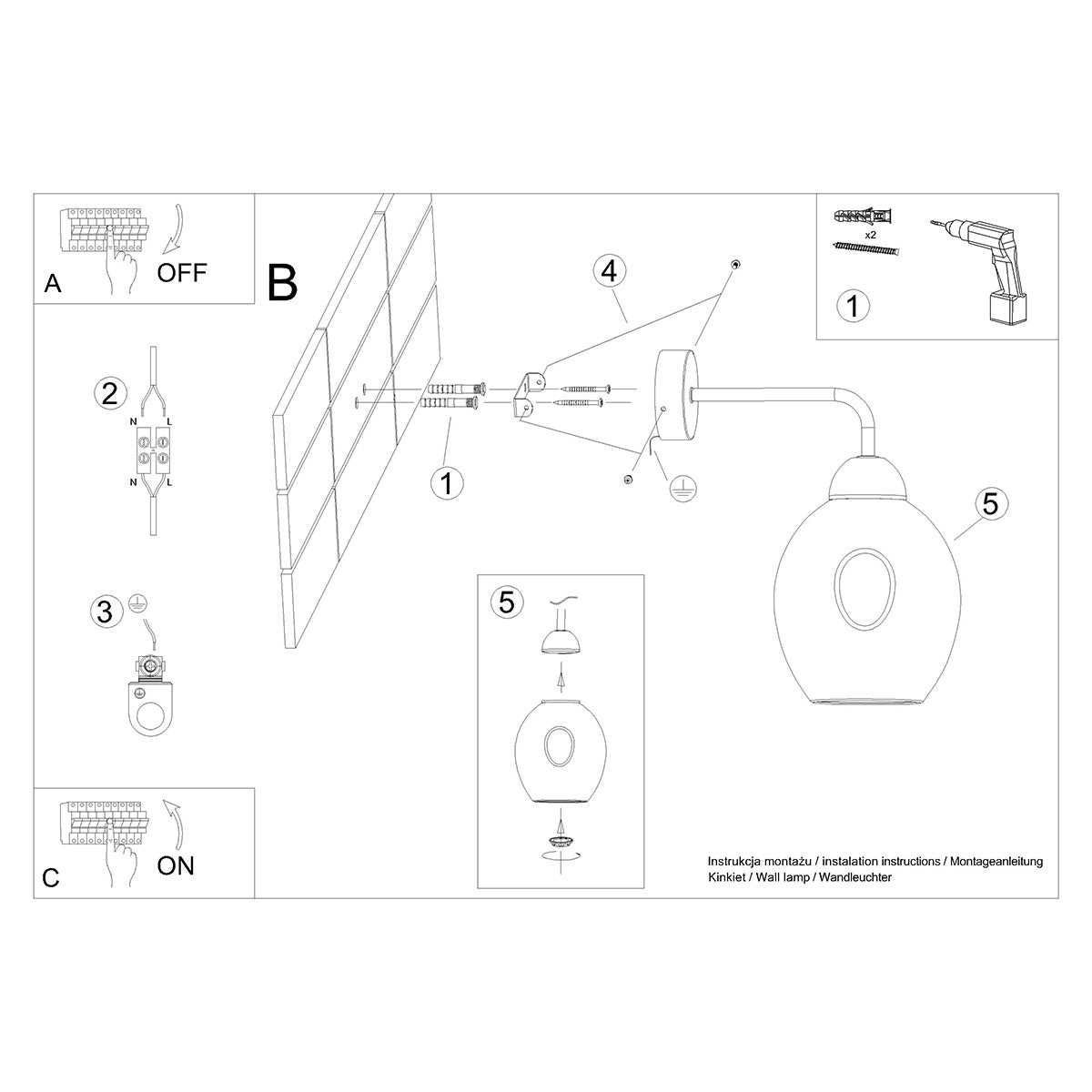 Wandleuchte „FILLAN 1“ – Wandlampen in Schwarz | Dexity Lichtdesign