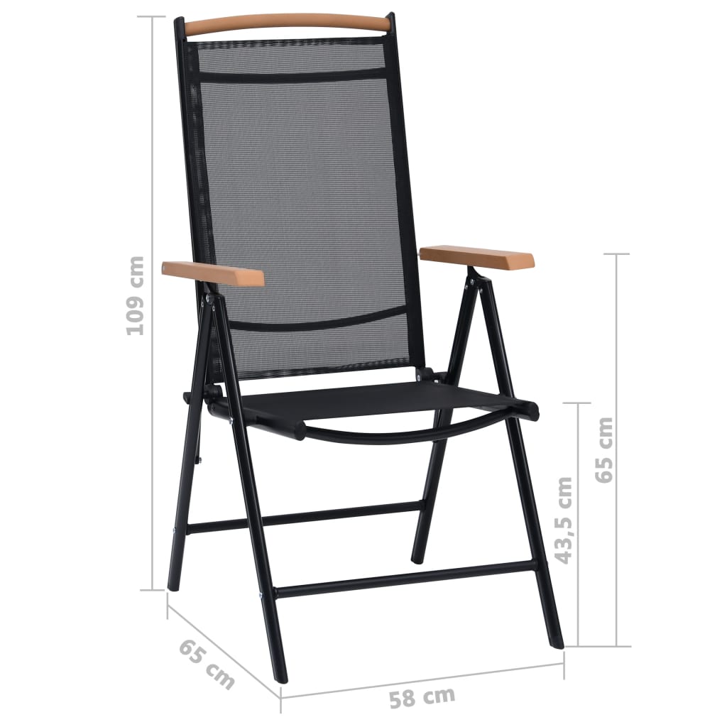 2er-Set Gartenstuhl Schwarz 44 cm