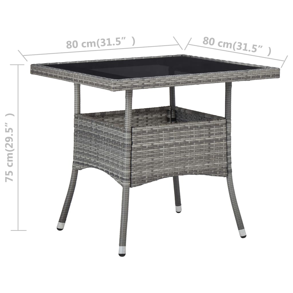 Garten-Esstisch Grau 80x80x75 cm