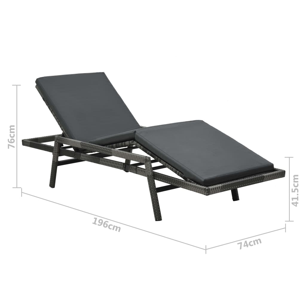 Sonnenliege Grau 196x74x41,5 cm