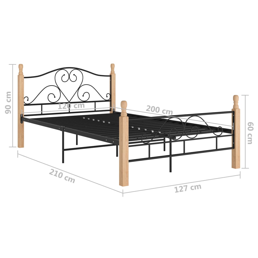 Bettgestell Schwarz 120x200 cm