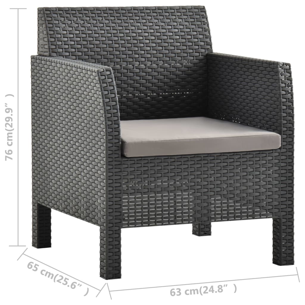 2-tlg. Garten-Lounge-Set Anthrazit