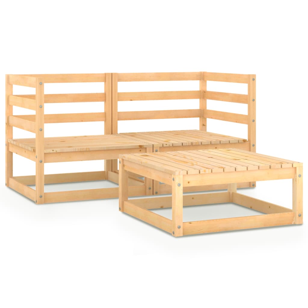 3-tlg. Garten-Lounge-Set Kiefernholz