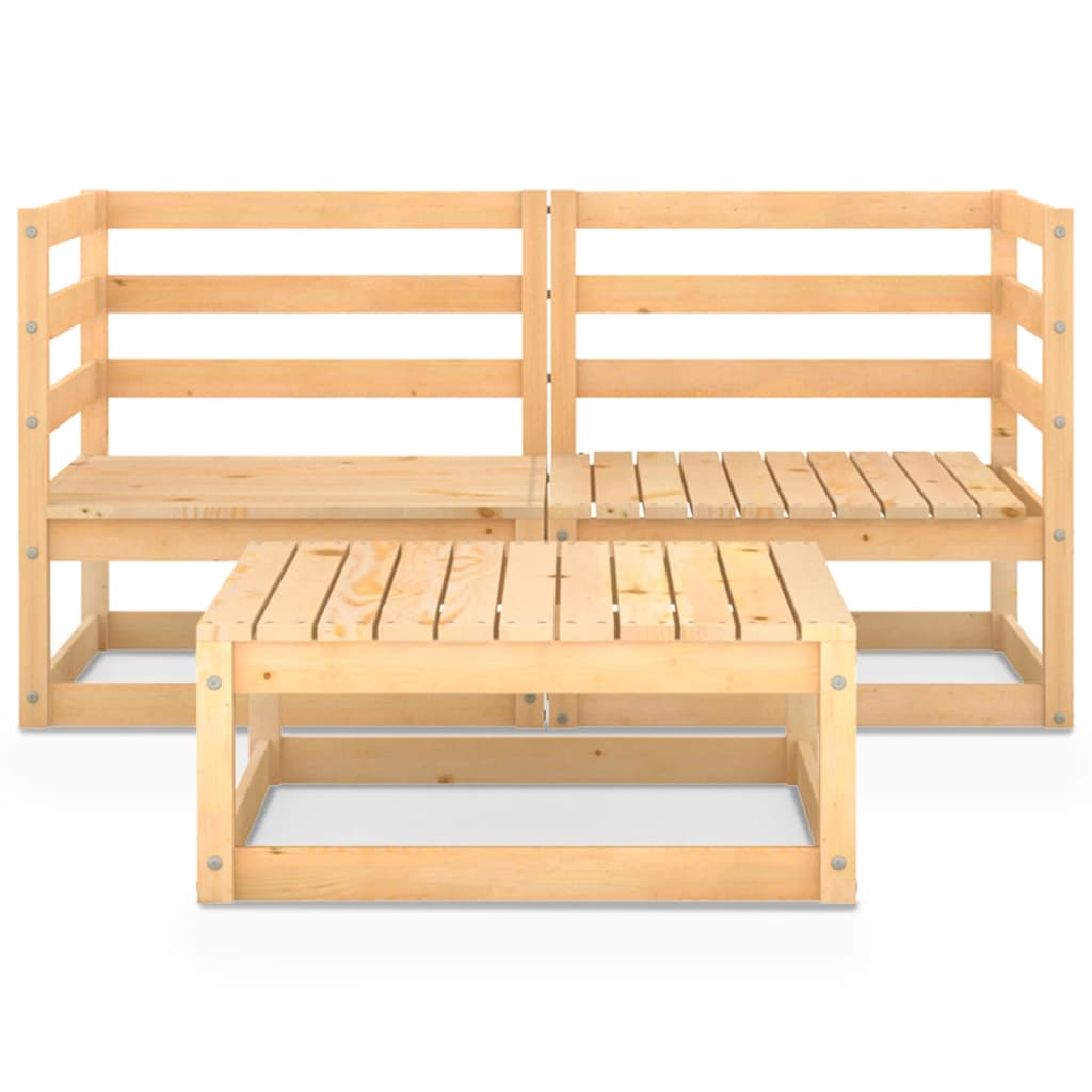 3-tlg. Garten-Lounge-Set Kiefernholz