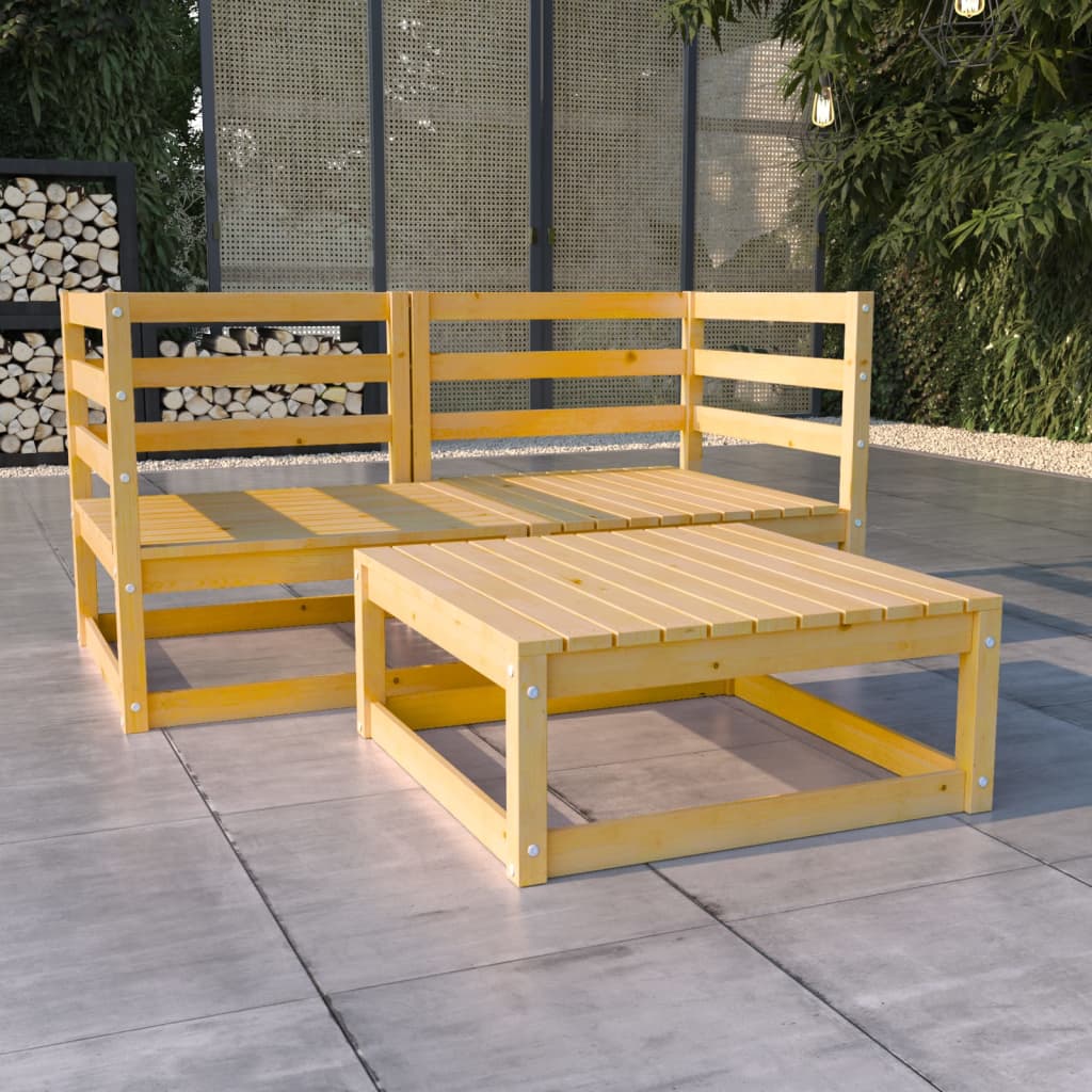 3-tlg. Garten-Lounge-Set Kiefernholz