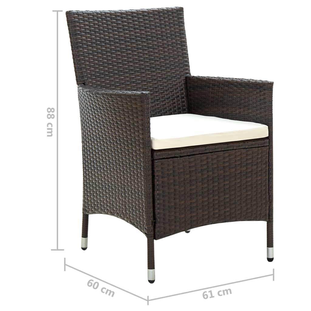 2er-Set Gartenstuhl Braun 47 cm