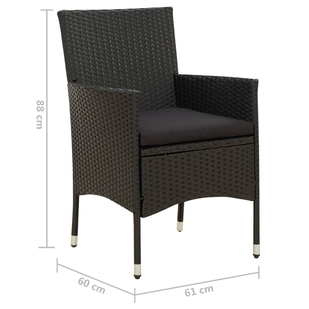 2er-Set Gartenstuhl Schwarz 47 cm