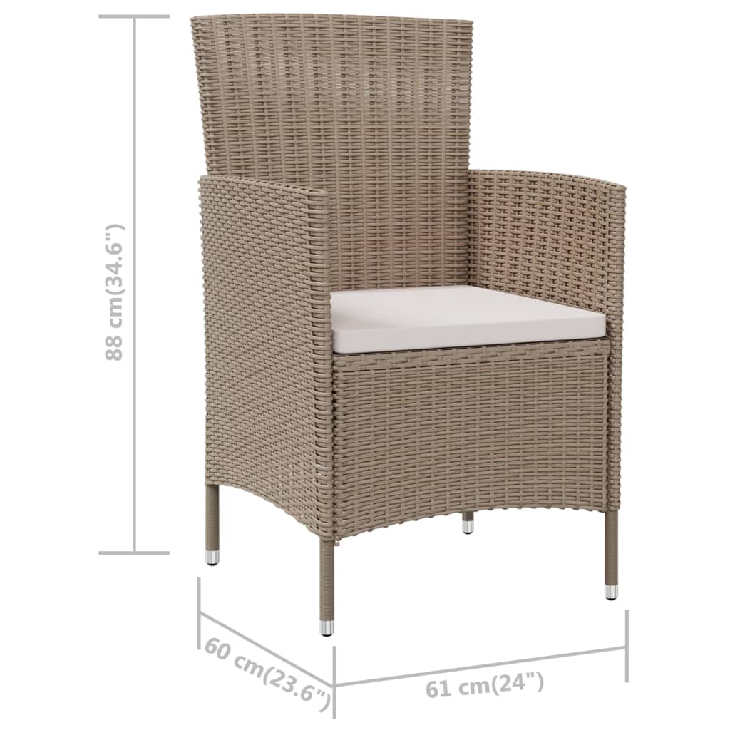 2er-Set Gartenstuhl Beige 47 cm