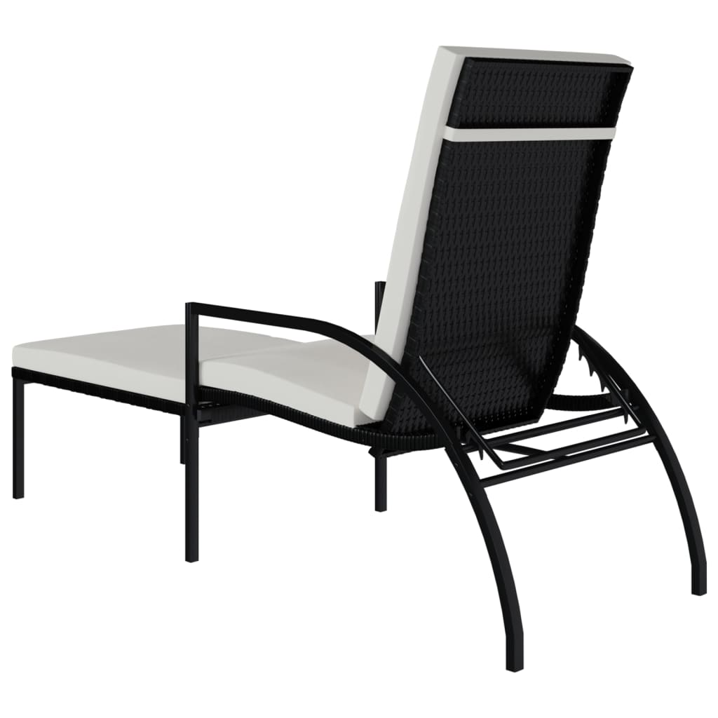 Sonnenliege mit Fußhocker Schwarz 195x60x(55-102) cm