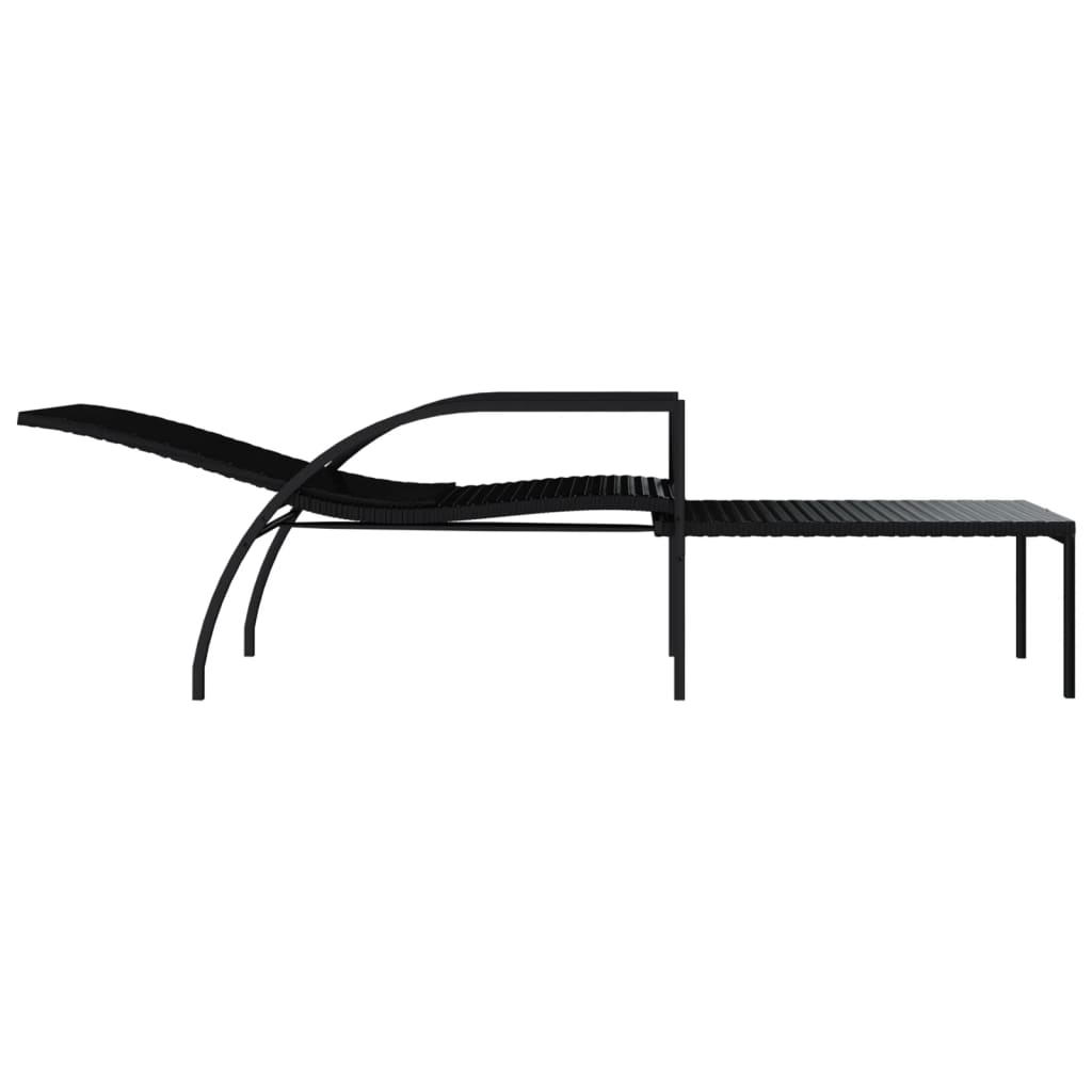 Sonnenliege mit Fußhocker Schwarz 195x60x(55-102) cm