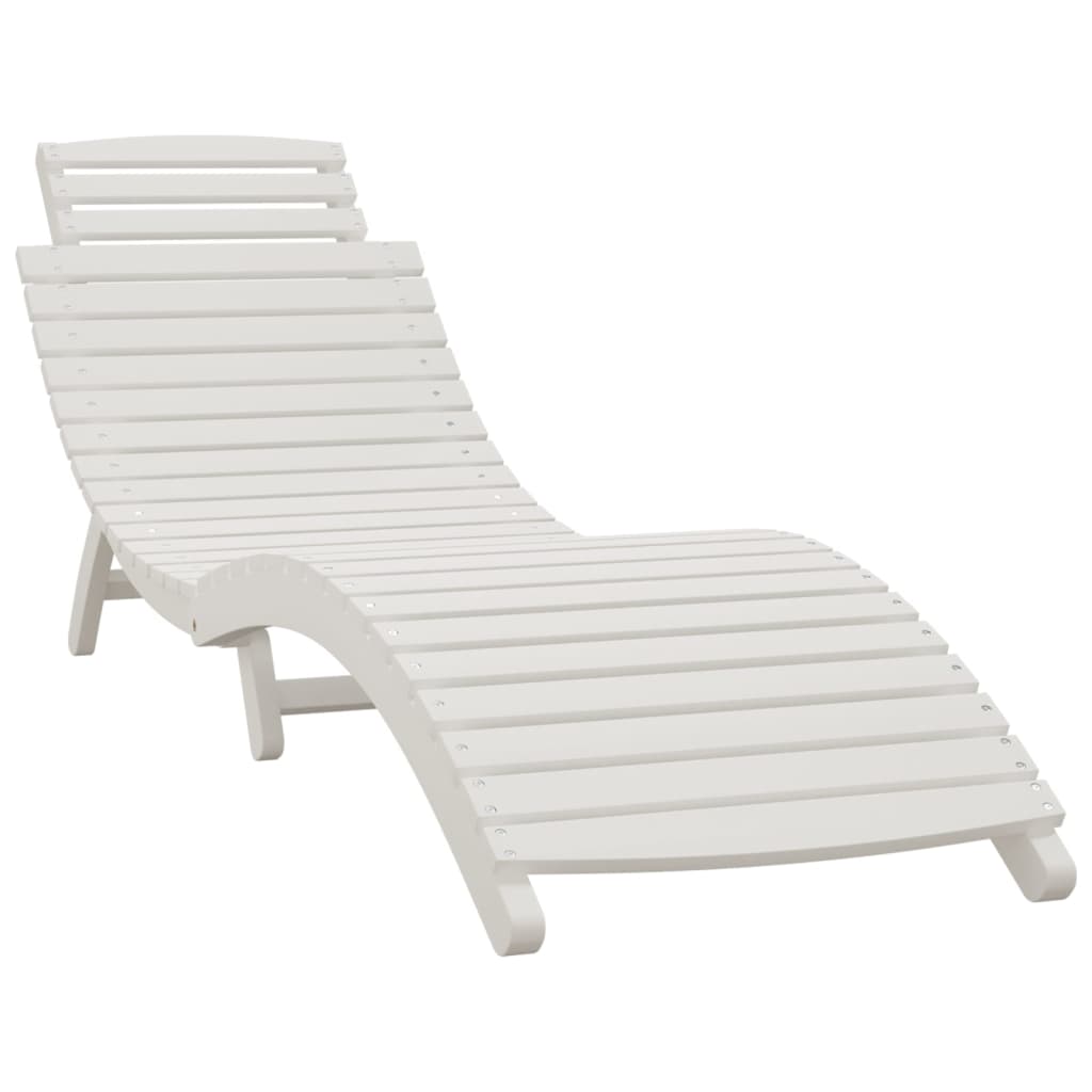 2er-Set Sonnenliegen mit Tisch Weiß 184x55x64 cm